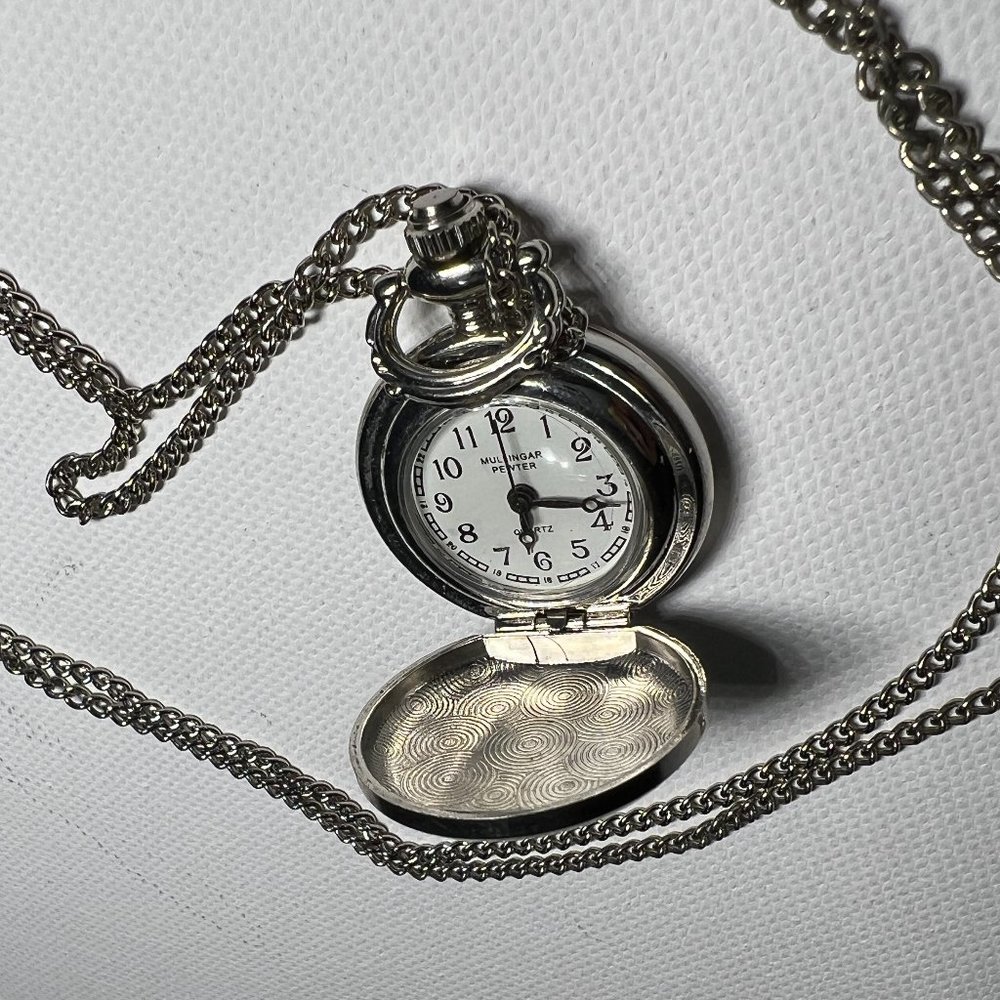 Mullingar Pewter Pocket Watch Irish Harp Gem